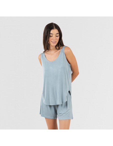 Pijama alças mulher viscosa liso roupa-para-estar-por-casa