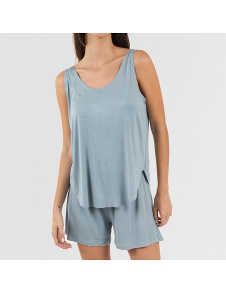 Pijama alças mulher viscosa liso roupa-para-estar-por-casa