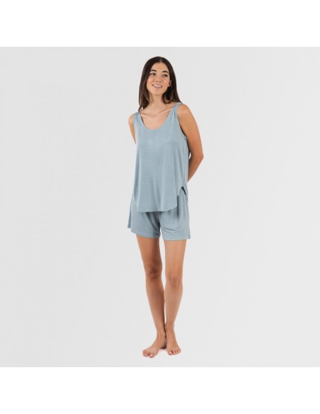 Pijama alças mulher viscosa liso roupa-para-estar-por-casa