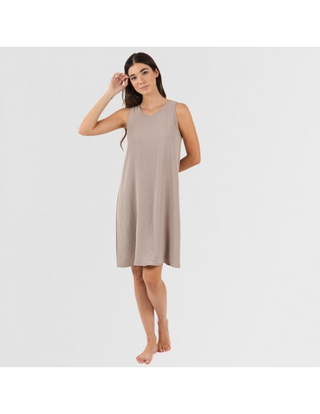 Vestido curto alças bambula liso roupa-para-estar-por-casa