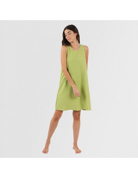 Vestido curto alças bambula liso roupa-para-estar-por-casa