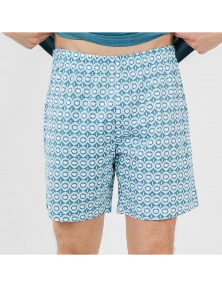 Pijama curto algodão homem Galieni verde azulado pijamas-curtos-homem