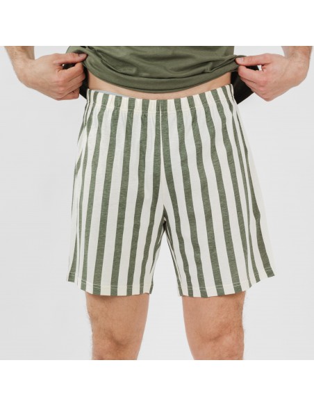 Pijama curto algodão homem Raya Aviles verde caça pijamas-curtos-homem
