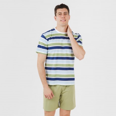 Pijama curto algodão homem Brent verde caça pijamas-curtos-homem
