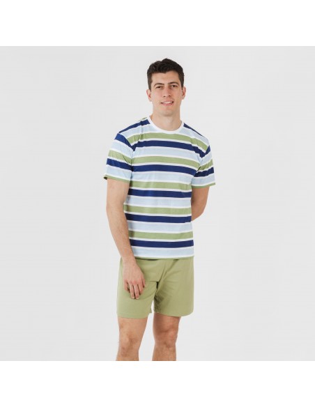 Pijama curto algodão homem Brent verde caça pijamas-curtos-homem