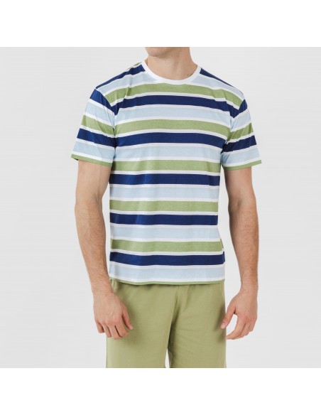 Pijama curto algodão homem Brent verde caça pijamas-curtos-homem