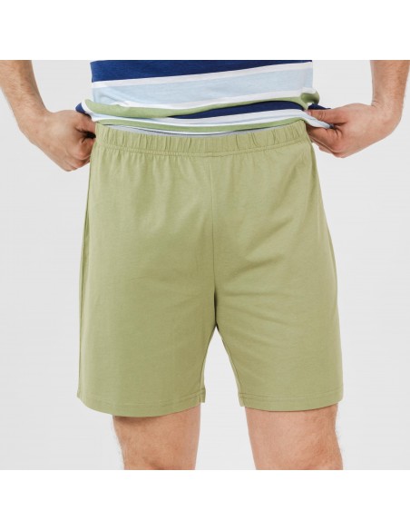 Pijama curto algodão homem Brent verde caça pijamas-curtos-homem