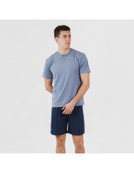 Pijama curto algodão homem Raya Moritz azul indigo pijamas-curtos-homem