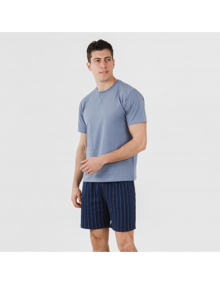Pijama curto algodão homem Raya Moritz azul indigo pijamas-curtos-homem