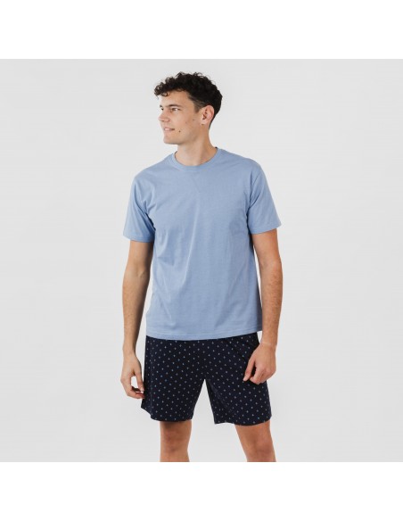 Pijama curto algodão homem Pedro azul indigo pijamas-curtos-homem