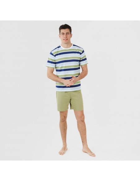 Pijama curto algodão homem Brent verde caça pijamas-curtos-homem