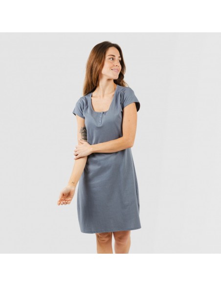 Vestido algodão liso bluson