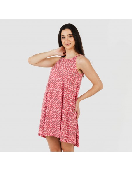 Vestido curto alças crepe Neville fresa vestidos-mulher