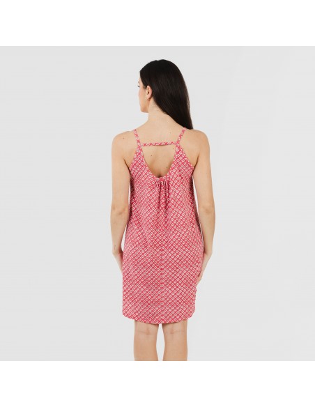 Vestido curto alças crepe Neville fresa vestidos-mulher