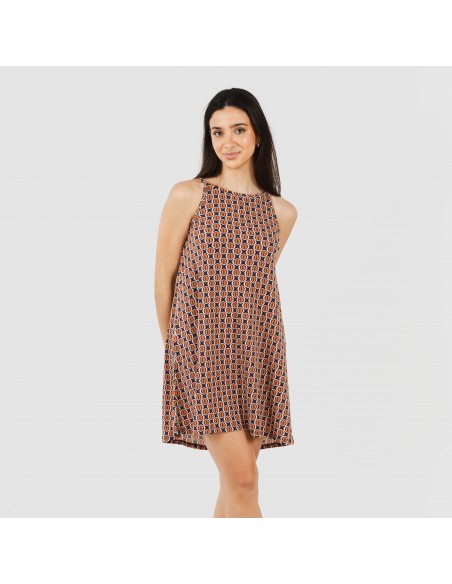 Vestido curto alças crepe Olmeca vestidos-mulher