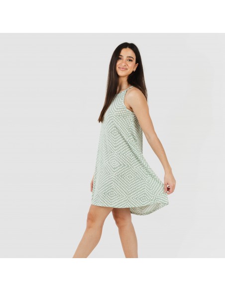 Vestido curto alças crepe Columbus verde tiffany vestidos-mulher