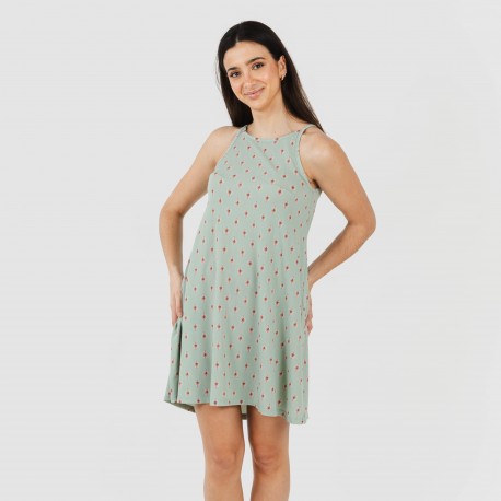 Vestido curto alças crepe Alessia verde vestidos-mulher