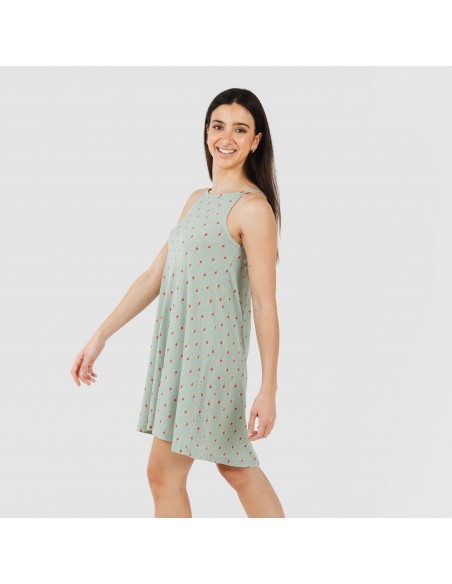 Vestido curto alças crepe Alessia verde vestidos-mulher