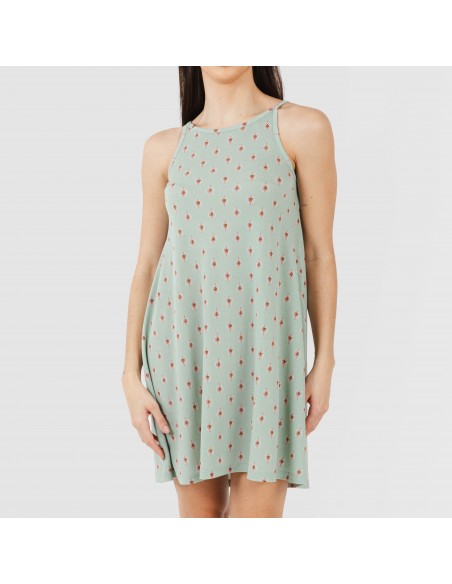 Vestido curto alças crepe Alessia verde vestidos-mulher