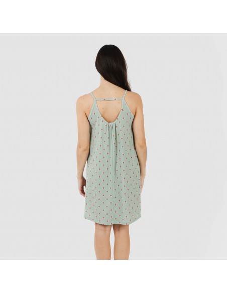 Vestido curto alças crepe Alessia verde vestidos-mulher