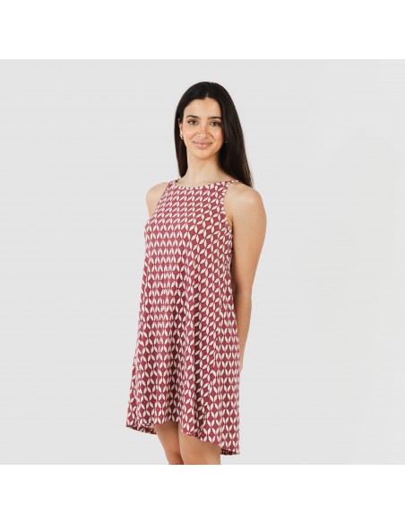 Vestido curto alças crepe Alino beringela vestidos-mulher