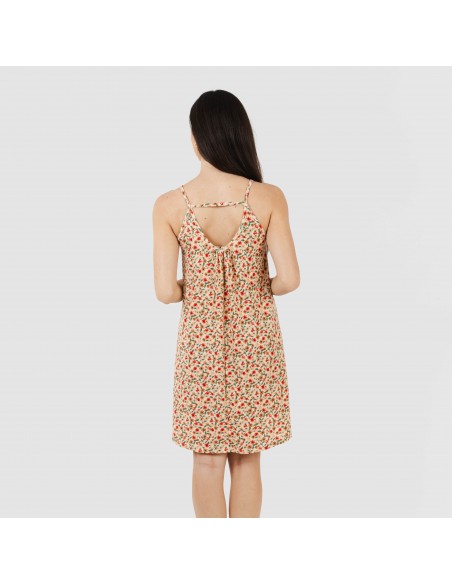 Vestido curto alças crepe Musa cor telha vestidos-mulher