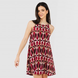 Vestido curto alças crepe...