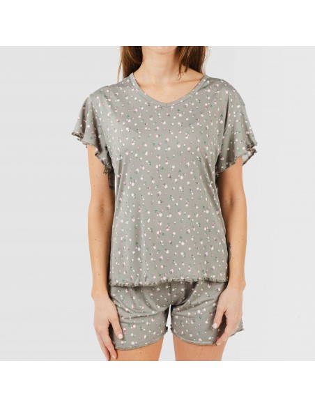 Pijama manga curta mulher soft Jana verde caça pijamas-curtos-mulher