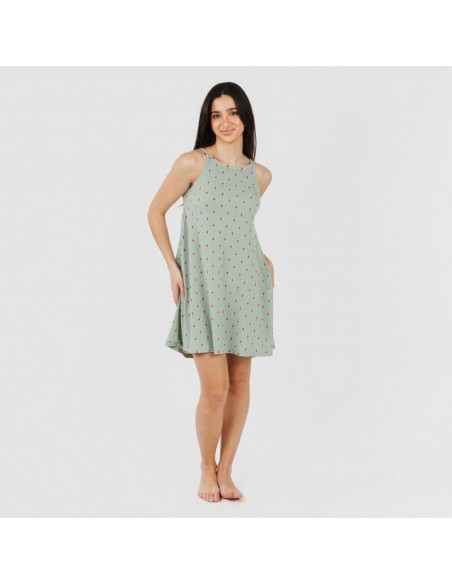 Vestido curto alças crepe Alessia verde vestidos-mulher
