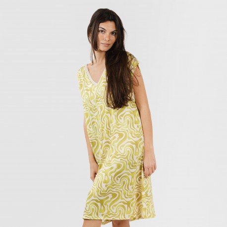 Vestido curto manga fluída soft Iratia verde lima vestidos-mulher