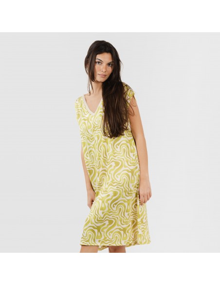 Vestido curto manga fluída soft Iratia verde lima vestidos-mulher