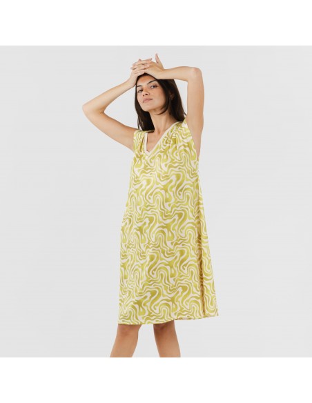 Vestido curto manga fluída soft Iratia verde lima vestidos-mulher