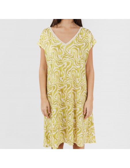 Vestido curto manga fluída soft Iratia verde lima vestidos-mulher