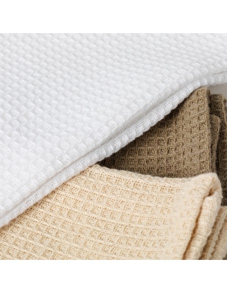 Conjunto 3 panos de cozinha algodão liso topo, natural e branco conjunto-de-panos
