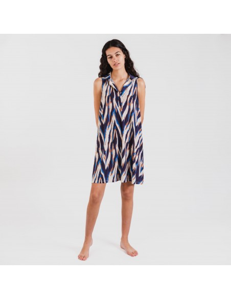 Vestido curto com gola e lapela soft Catherine azul vestidos-mulher