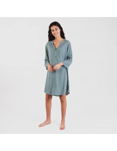 Túnica viscosa Dueña azul vestidos-mulher