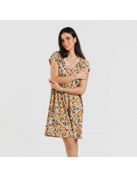 Vestido curto manga fluída crepe Cilian vestidos-mulher