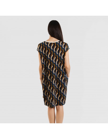 Vestido curto manga fluída crepe Roser vestidos-mulher