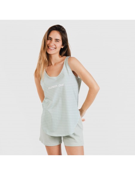 Pijama curto algodão Denis verde tiffany pijamas-curtos-mulher