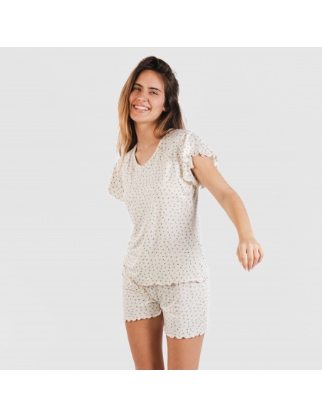 Pijama manga curta mulher soft Iris natural pijamas-curtos-mulher
