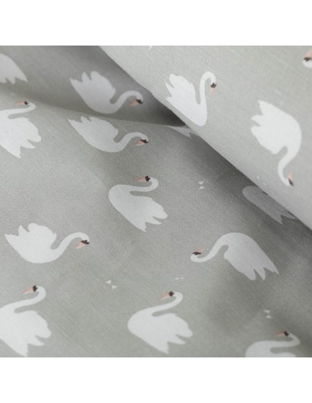 Capa de edredão algodão Swan cinza 100-algodao