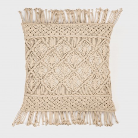 Almofada algodão macramé Valiartis natural 45x45 almofadas-decorativas-estampados