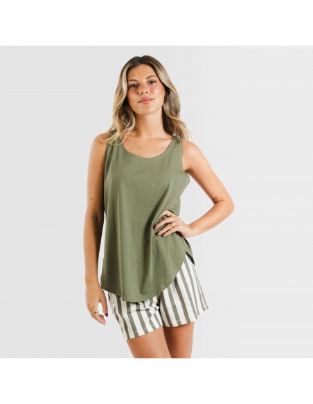 Pijama curto algodão Raya Avilés verde caça pijamas-curtos-mulher