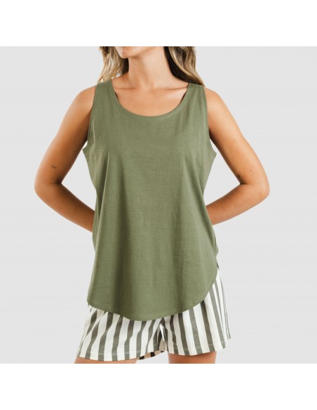 Pijama curto algodão Raya Avilés verde caça pijamas-curtos-mulher