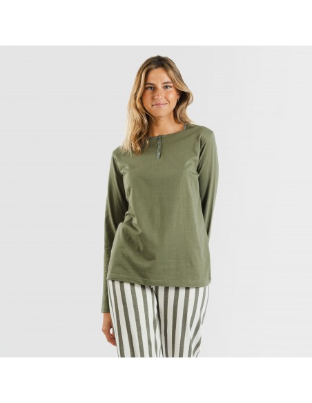Pijama algodão Raya Avilés verde caça pijamas-compridos-de-mulher
