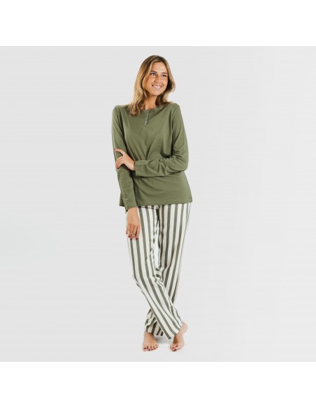 Pijama algodão Raya Avilés verde caça pijamas-compridos-de-mulher