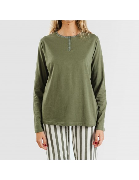 Pijama algodão Raya Avilés verde caça pijamas-compridos-de-mulher