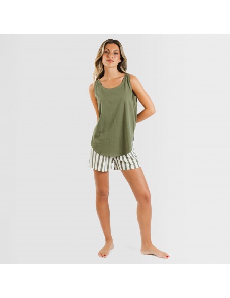 Pijama curto algodão Raya Avilés verde caça pijamas-curtos-mulher