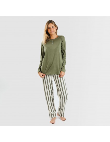 Pijama algodão Raya Avilés verde caça pijamas-compridos-de-mulher