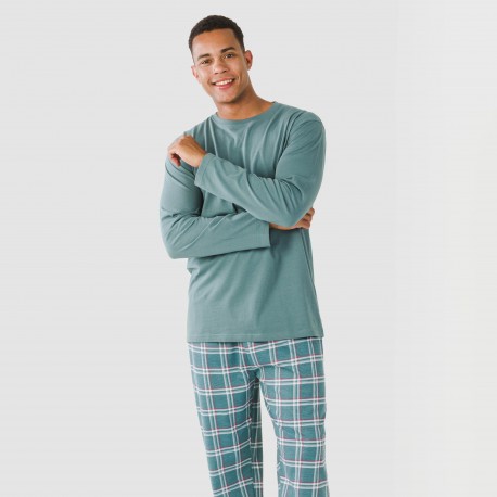 Pijama algodão homem Jamis verde blue pijamas-compridos-homem